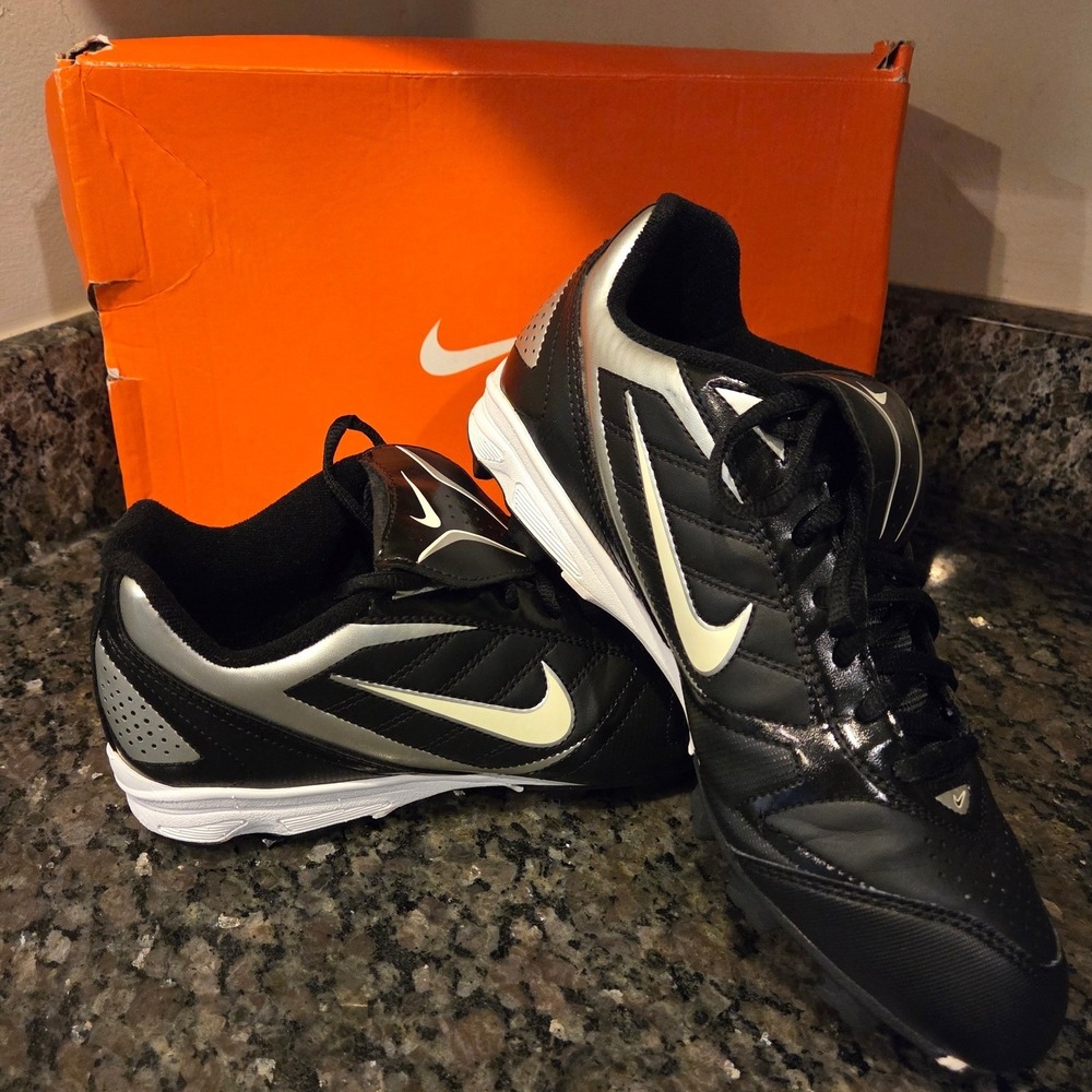 Nike Keystone Low Mens 8 Baseball Cleats Black White Silver 375560-011 NEW